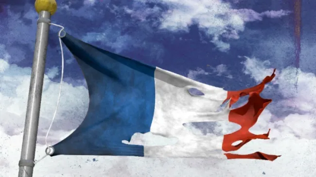 tattered french flag